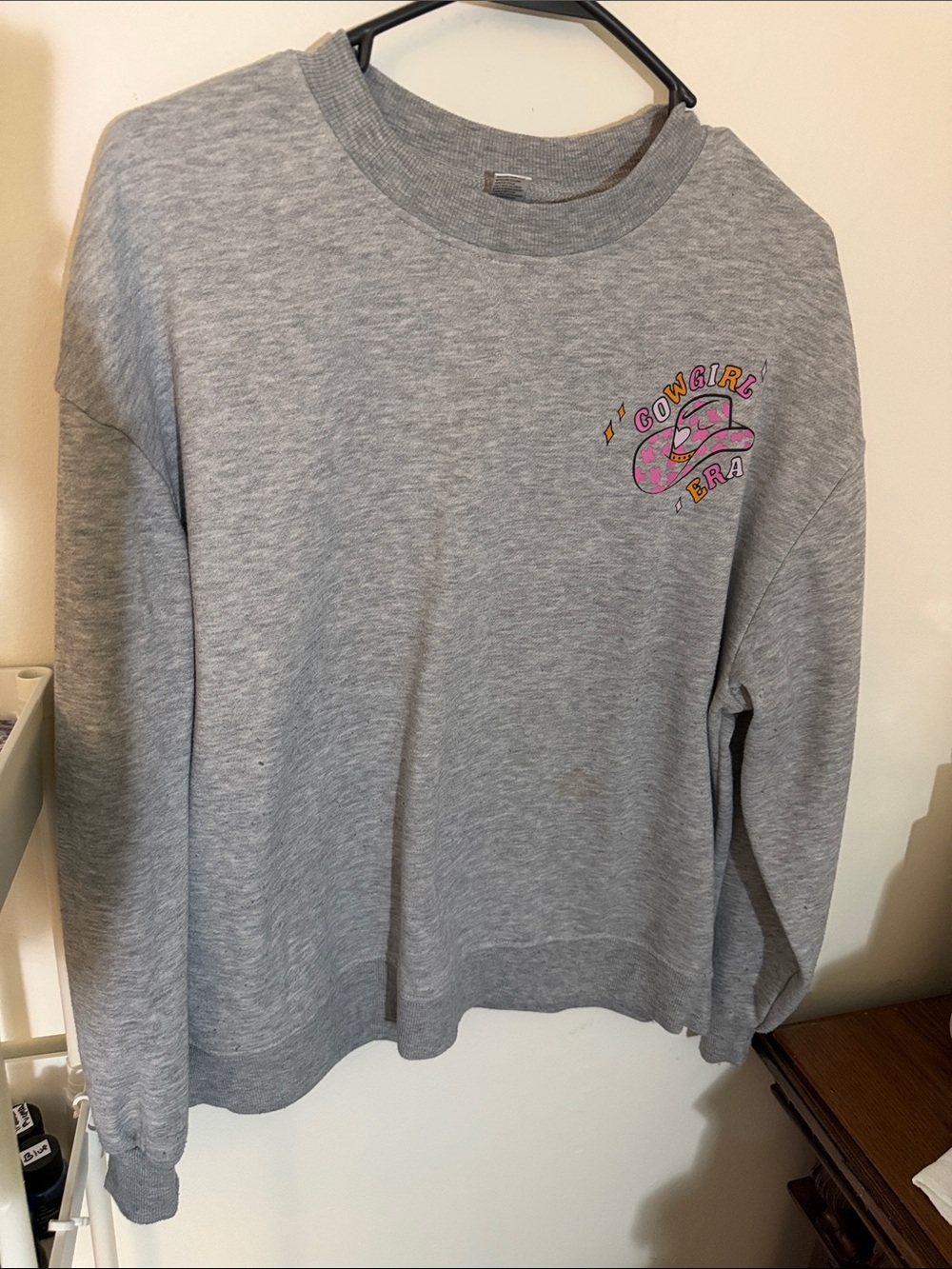 Gray Cowgirl Graphic Crewneck Sweatshirt